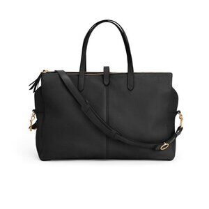 Cuyana Triple Zip Black Leather Weekender Bag